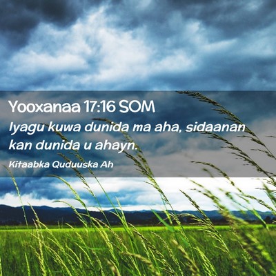 Picture 02 - Yooxanaa 17:16 SOM - Iyagu kuwa dunida ma aha, sidaanan kan dunida u - Bible Verse Picture