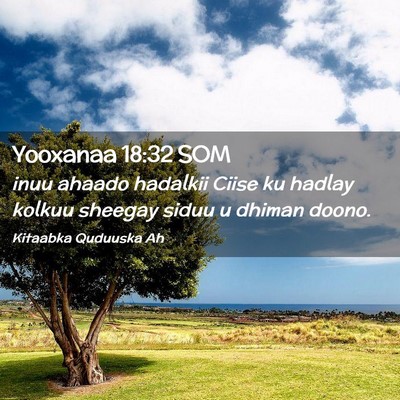 Picture 02 - Yooxanaa 18:32 SOM - inuu ahaado hadalkii Ciise ku hadlay kolkuu - Bible Verse Picture