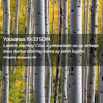 Picture 02 - Yooxanaa 19:33 SOM - Laakiin markay Ciise u yimaadeen oo ay arkeen - Bible Verse Picture