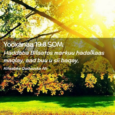 Picture 02 - Yooxanaa 19:8 SOM - Haddaba Bilaatos markuu hadalkaas maqlay, aad buu - Bible Verse Picture