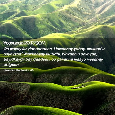 Picture 02 - Yooxanaa 20:13 SOM - Oo waxay ku yidhaahdeen, Haweenay yahay, maxaad u - Bible Verse Picture