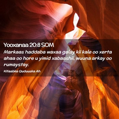 Picture 02 - Yooxanaa 20:8 SOM - Markaas haddaba waxaa galay kii kale oo xerta - Bible Verse Picture