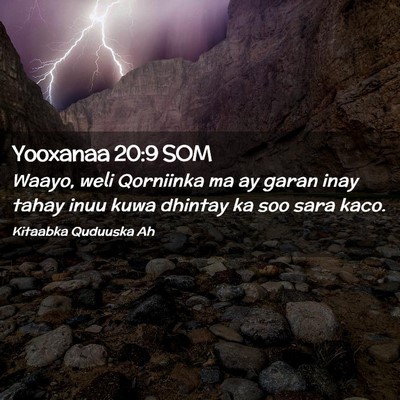 Picture 02 - Yooxanaa 20:9 SOM - Waayo, weli Qorniinka ma ay garan inay tahay inuu - Bible Verse Picture
