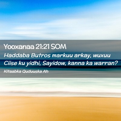 Picture 02 - Yooxanaa 21:21 SOM - Haddaba Butros markuu arkay, wuxuu Ciise ku - Bible Verse Picture