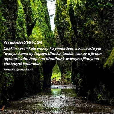 Picture 02 - Yooxanaa 21:8 SOM - Laakiin xertii kale waxay ku yimaadeen sixiimadda - Bible Verse Picture