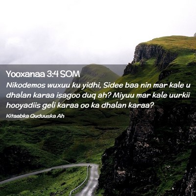 Picture 02 - Yooxanaa 3:4 SOM - Nikodemos wuxuu ku yidhi, Sidee baa nin mar kale - Bible Verse Picture