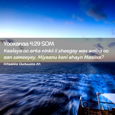 Picture 02 - Yooxanaa 4:29 SOM - Kaalaya oo arka ninkii ii sheegay wax walba oo - Bible Verse Picture