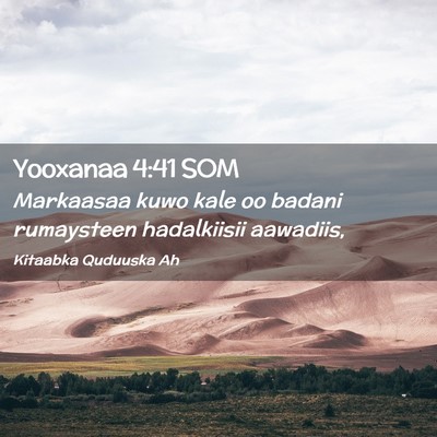 Picture 02 - Yooxanaa 4:41 SOM - Markaasaa kuwo kale oo badani rumaysteen - Bible Verse Picture