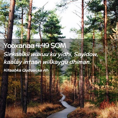 Picture 02 - Yooxanaa 4:49 SOM - Sirkaalkii wuxuu ku yidhi, Sayidow, kaalay intaan - Bible Verse Picture