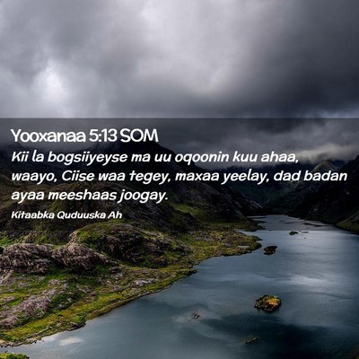Picture 02 - Yooxanaa 5:13 SOM - Kii la bogsiiyeyse ma uu oqoonin kuu ahaa, waayo, - Bible Verse Picture
