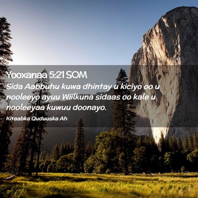Picture 02 - Yooxanaa 5:21 SOM - Sida Aabbuhu kuwa dhintay u kiciyo oo u nooleeyo - Bible Verse Picture