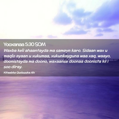 Picture 02 - Yooxanaa 5:30 SOM - Waxba keli ahaantayda ma samayn karo. Sidaan wax - Bible Verse Picture