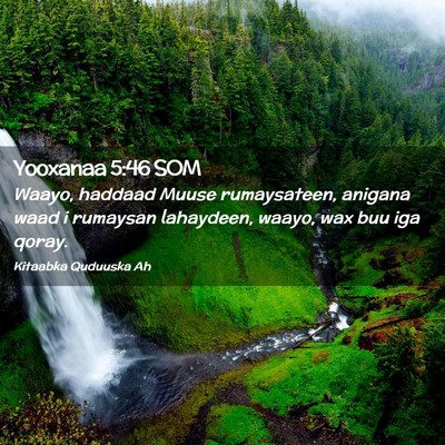Picture 02 - Yooxanaa 5:46 SOM - Waayo, haddaad Muuse rumaysateen, anigana waad i - Bible Verse Picture