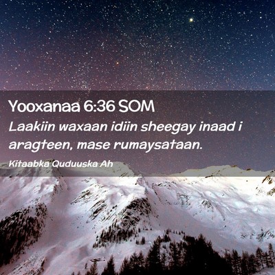 Picture 02 - Yooxanaa 6:36 SOM - Laakiin waxaan idiin sheegay inaad i aragteen, - Bible Verse Picture