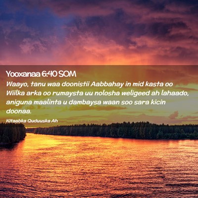 Picture 02 - Yooxanaa 6:40 SOM - Waayo, tanu waa doonistii Aabbahay in mid kasta - Bible Verse Picture