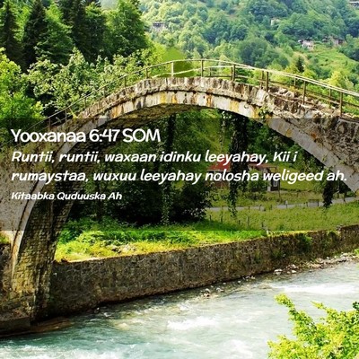 Picture 02 - Yooxanaa 6:47 SOM - Runtii, runtii, waxaan idinku leeyahay, Kii i - Bible Verse Picture