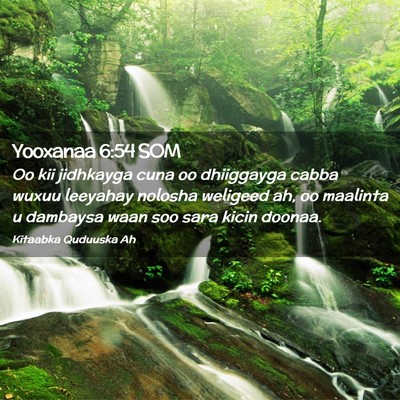 Picture 02 - Yooxanaa 6:54 SOM - Oo kii jidhkayga cuna oo dhiiggayga cabba wuxuu - Bible Verse Picture