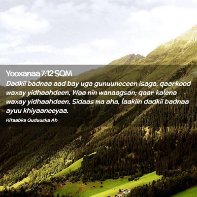Picture 02 - Yooxanaa 7:12 SOM - Dadkii badnaa aad bay uga gunuuneceen isaga, - Bible Verse Picture