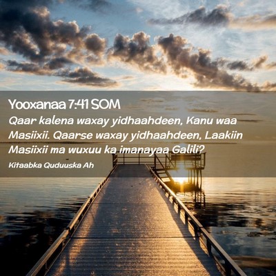 Picture 02 - Yooxanaa 7:41 SOM - Qaar kalena waxay yidhaahdeen, Kanu waa Masiixii. - Bible Verse Picture