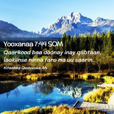 Picture 02 - Yooxanaa 7:44 SOM - Qaarkood baa doonay inay qabtaan, laakiinse ninna - Bible Verse Picture