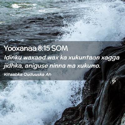 Picture 02 - Yooxanaa 8:15 SOM - Idinku waxaad wax ka xukuntaan xagga jidhka, - Bible Verse Picture