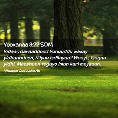 Picture 02 - Yooxanaa 8:22 SOM - Sidaas daraaddeed Yuhuuddu waxay yidhaahdeen, - Bible Verse Picture