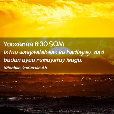 Picture 02 - Yooxanaa 8:30 SOM - Intuu waxyaalahaas ku hadlayay, dad badan ayaa - Bible Verse Picture