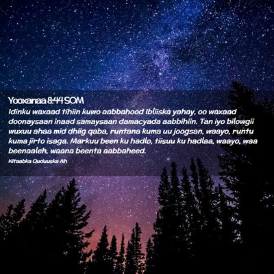 Picture 02 - Yooxanaa 8:44 SOM - Idinku waxaad tihiin kuwo aabbahood Ibliiska - Bible Verse Picture