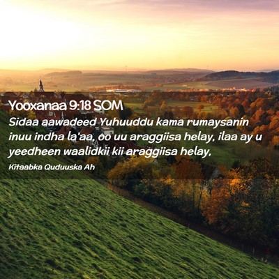 Picture 02 - Yooxanaa 9:18 SOM - Sidaa aawadeed Yuhuuddu kama rumaysanin inuu - Bible Verse Picture