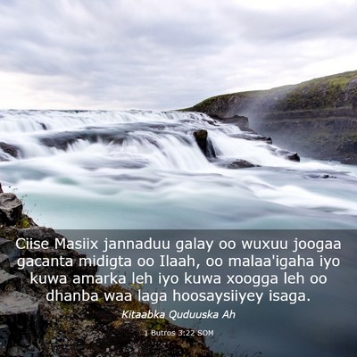 Picture 03 - 1 Butros 3:22 SOM - Ciise Masiix jannaduu galay oo wuxuu joogaa - Bible Verse Picture