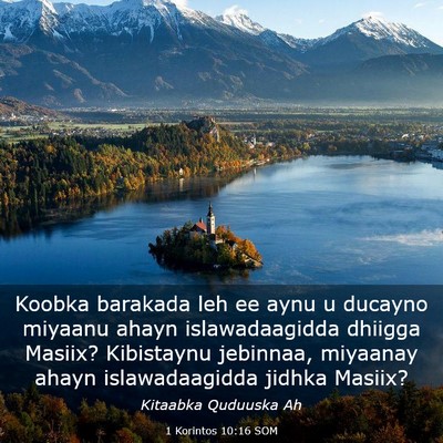Picture 03 - 1 Korintos 10:16 SOM - Koobka barakada leh ee aynu u ducayno miyaanu - Bible Verse Picture