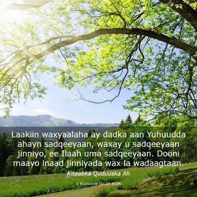 Picture 03 - 1 Korintos 10:20 SOM - Laakiin waxyaalaha ay dadka aan Yuhuudda ahayn - Bible Verse Picture