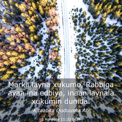Picture 03 - 1 Korintos 11:32 SOM - Markii layna xukumo, Rabbiga ayaa ina edbiya, - Bible Verse Picture