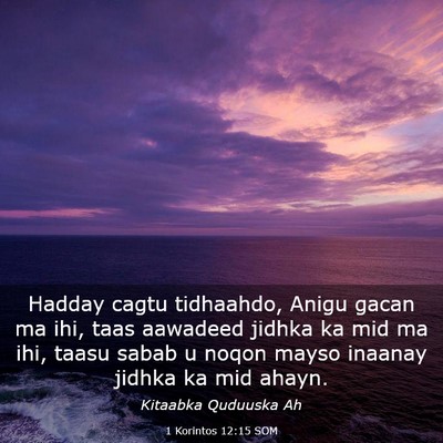 Picture 03 - 1 Korintos 12:15 SOM - Hadday cagtu tidhaahdo, Anigu gacan ma ihi, taas - Bible Verse Picture