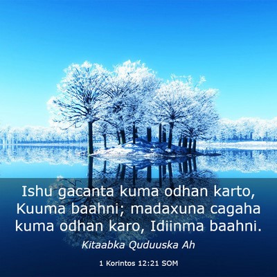 Picture 03 - 1 Korintos 12:21 SOM - Ishu gacanta kuma odhan karto, Kuuma baahni; - Bible Verse Picture