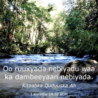 Picture 03 - 1 Korintos 14:32 SOM - Oo ruuxyada nebiyadu waa ka dambeeyaan - Bible Verse Picture