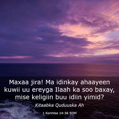 Picture 03 - 1 Korintos 14:36 SOM - Maxaa jira! Ma idinkay ahaayeen kuwii uu ereyga - Bible Verse Picture