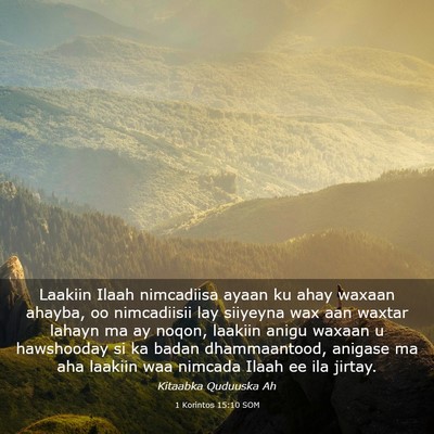 Picture 03 - 1 Korintos 15:10 SOM - Laakiin Ilaah nimcadiisa ayaan ku ahay waxaan - Bible Verse Picture