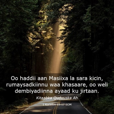Picture 03 - 1 Korintos 15:17 SOM - Oo haddii aan Masiixa la sara kicin, - Bible Verse Picture