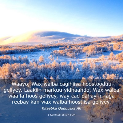 Picture 03 - 1 Korintos 15:27 SOM - Waayo, Wax walba cagihiisa hoostooduu geliyey. - Bible Verse Picture