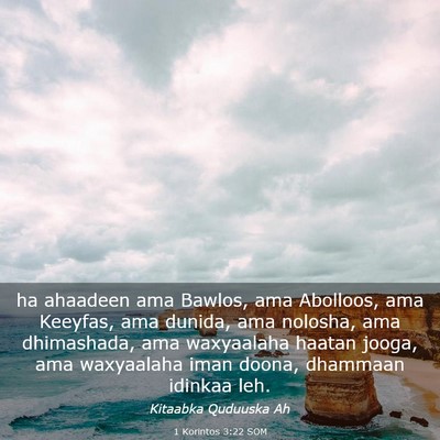 Picture 03 - 1 Korintos 3:22 SOM - ha ahaadeen ama Bawlos, ama Abolloos, ama - Bible Verse Picture