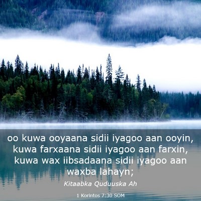 Picture 03 - 1 Korintos 7:30 SOM - oo kuwa ooyaana sidii iyagoo aan ooyin, kuwa - Bible Verse Picture