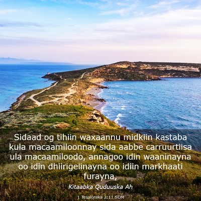 Picture 03 - 1 Tesaloniika 2:11 SOM - Sidaad og tihiin waxaannu midkiin kastaba kula - Bible Verse Picture