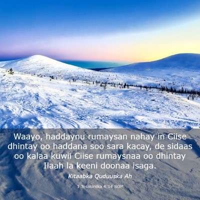 Picture 03 - 1 Tesaloniika 4:14 SOM - Waayo, haddaynu rumaysan nahay in Ciise dhintay - Bible Verse Picture