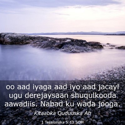 Picture 03 - 1 Tesaloniika 5:13 SOM - oo aad iyaga aad iyo aad jacayl ugu derejaysaan - Bible Verse Picture