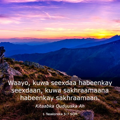 Picture 03 - 1 Tesaloniika 5:7 SOM - Waayo, kuwa seexdaa habeenkay seexdaan, kuwa - Bible Verse Picture
