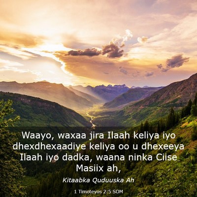Picture 03 - 1 Timoteyos 2:5 SOM - Waayo, waxaa jira Ilaah keliya iyo dhexdhexaadiye - Bible Verse Picture