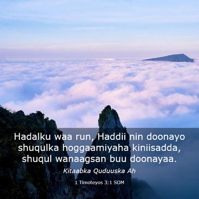 Picture 03 - 1 Timoteyos 3:1 SOM - Hadalku waa run, Haddii nin doonayo shuqulka - Bible Verse Picture