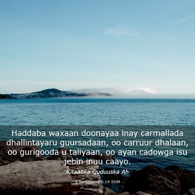 Picture 03 - 1 Timoteyos 5:14 SOM - Haddaba waxaan doonayaa inay carmallada - Bible Verse Picture
