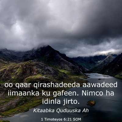 Picture 03 - 1 Timoteyos 6:21 SOM - oo qaar qirashadeeda aawadeed iimaanka ku gafeen. - Bible Verse Picture